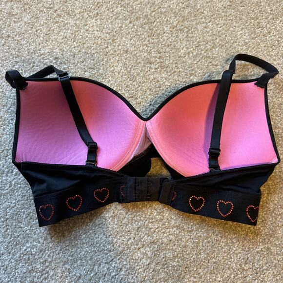 Victoria's Secret PINK Black Rhinestone Wear Everywhere Wireless Push Up 34D - Picture 10 of 10